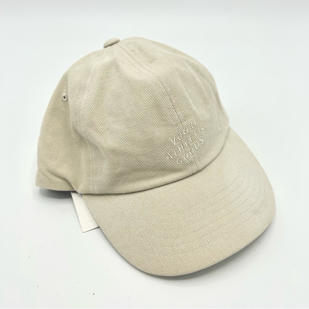 Vuori Athletic Goods Embroidered Logo Adjustable Tan Cap Dad Hat Unisex Beige